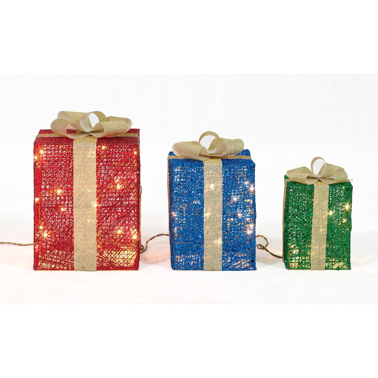 3-Piece Glittering Thread Gift Box Sculpture Set